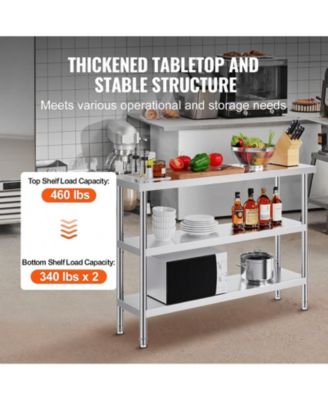 Stainless Steel Food Prep Table 14 x 48 x 34 in with Adjustable Undershelf for Kitchen