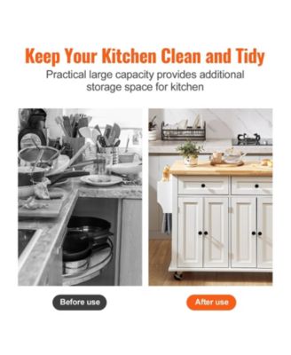 Kitchen Island Cart with Solid Wood Top 35.4in Width Mobile Storage Cabinet