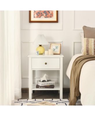 Nightstand End Table with Drawer and Shelf