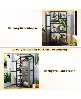 62inch Outdoor Height Wood Large Greenhouse Balcony Portable Cold Frame with Wheels and Adjustable Shelves