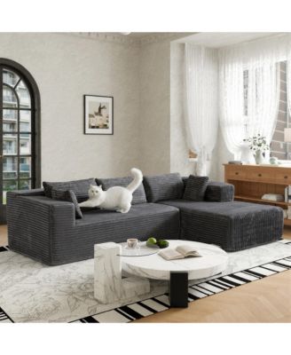 106" Modular Sectional Sofa with Pillows, L-Shape Corduroy Cloud Couch