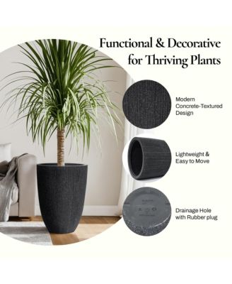 2-Piece Tall Tapered Round Plastic Planters Set