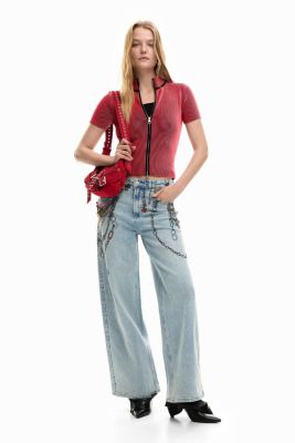 Women's Iridescent T-shirt Zipper