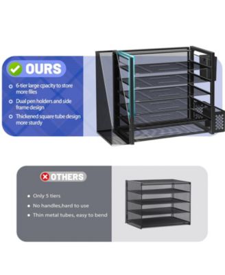 6 Tier Desk File Organizer Letter Tray Pen Holder
