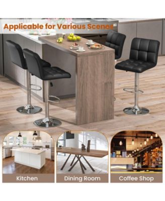 Adjustable Height Swivel Bar Stool Set of 2 with PU Leather Seat and Heavy-Duty Metal Base