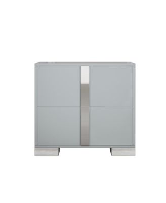 Elegant Mirrored Nightstand with Metal Foot and 2 Drawers