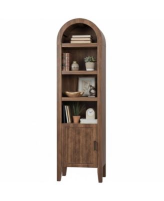 Tall Arched Pantry Cabinet Reeded Doors 5Tier Adjustable Shelves Bookshelf Storage