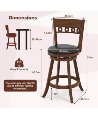 4PCS 24.5'' Counter Height Bar Chairs Swivel Bar Stools w/ Rubber Wood Frame