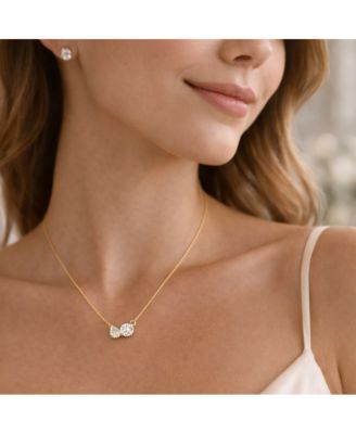 2 ct. t.w. Toi et Moi Moissanite Necklace (Pear and Round-Cut, Color D, FL Clarity) in Gold Vermeil