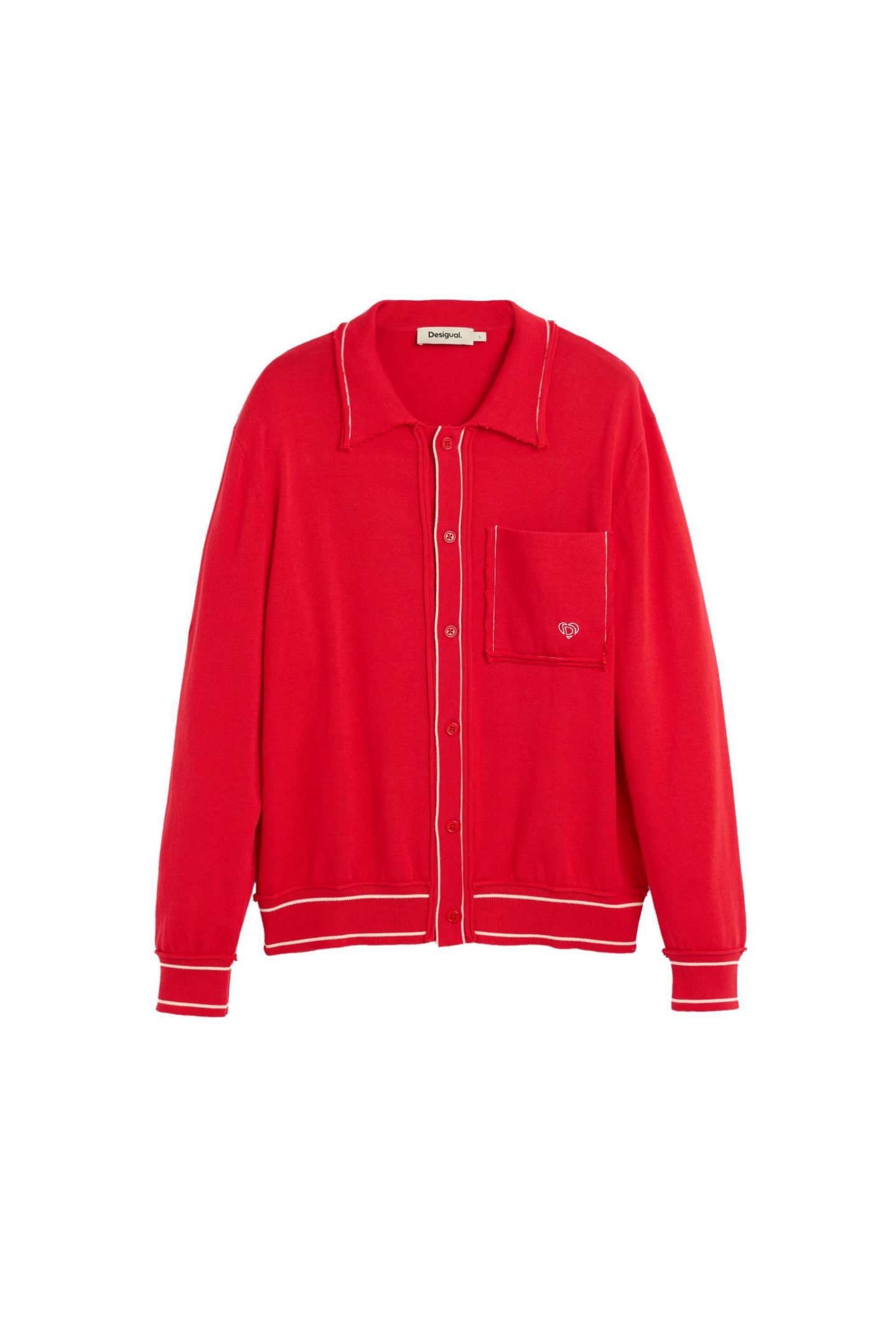 Мужской свитер Desigual Fine Sweater With Buttons, цвет: Красный — фото 6