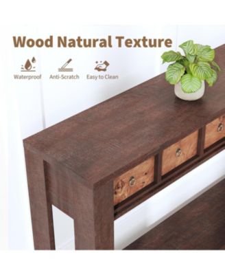 Entryway Table, 59 Inch Console Table Narrow Sofa Table Behind Couch, Farmhouse Entry Table with 2 Drawers