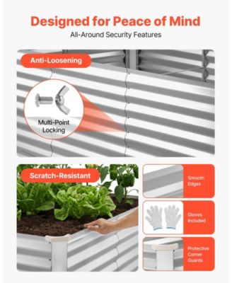Galvanized Raised Garden Bed 8 x 4 x 3 ft Rectangular Elevated Planter Box for Vegetables