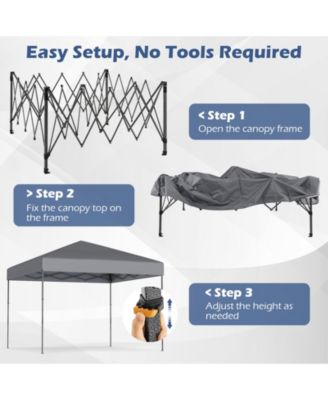 10x10 ft Outdoor Pop-Up Canopy Tent with Carry Bag & Stakes