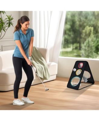 Dual-Sided Golf Chipping Net with Triple Targets, 5-Hole Training System