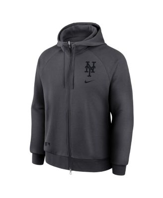 Men's Anthracite New York Mets Authentic Collection Player Raglan Dri-FIT Full-Zip Hoodie