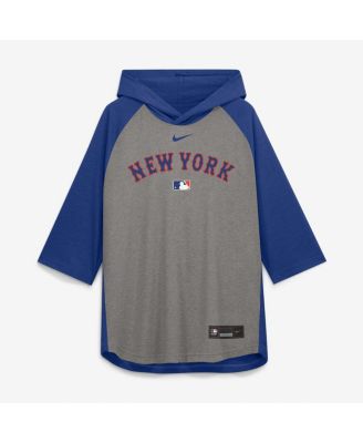 Men's Gray New York Mets Authentic Collection Flux Dri-FIT Raglan 3/4-Sleeve Hoodie