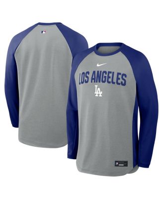 Men's Heather Charcoal Los Angeles Dodgers Authentic Collection Raglan Dri-FIT Sweatshirt