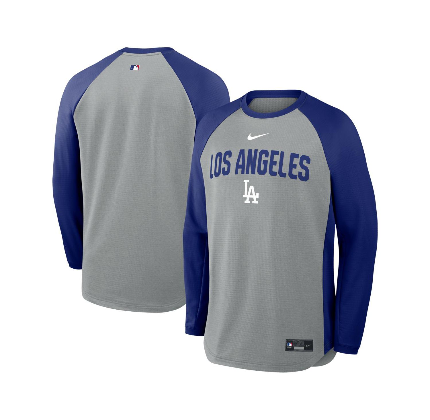 Men's Heather Charcoal Los Angeles Dodgers Authentic Collection Raglan Dri-FIT Sweatshirt