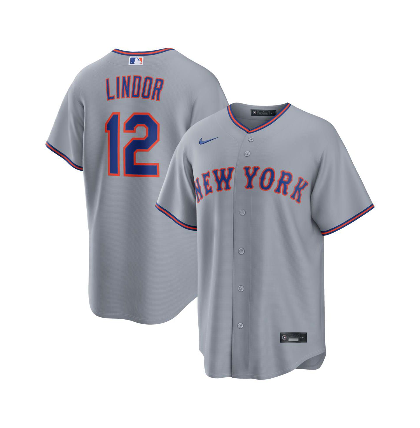 Мужской топ Nike Francisco Lindor Gray New York Mets Road Replica Jersey — фото 1