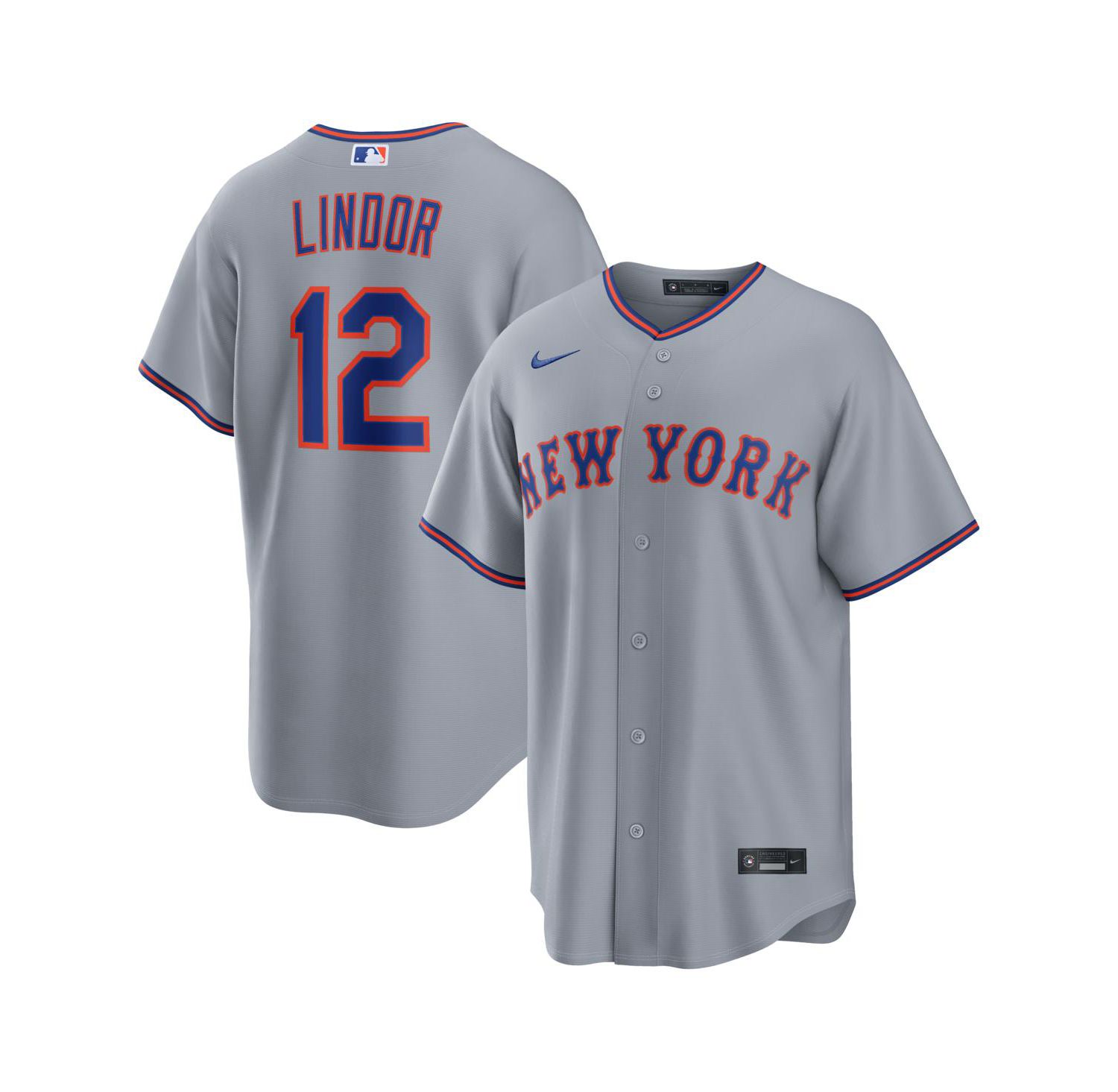 Men's Francisco Lindor Gray New York Mets Road Replica Jersey