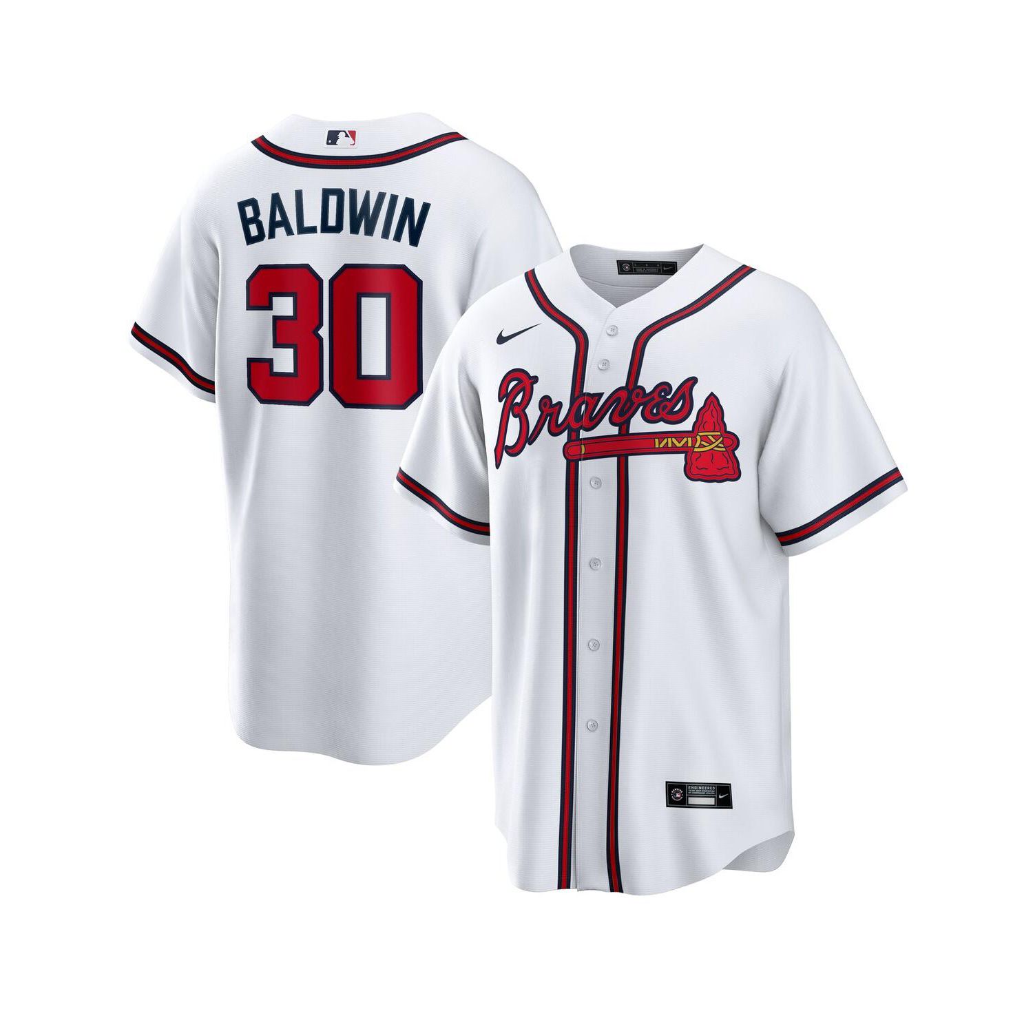 Men's Drake Baldwin White Atlanta Braves Home Replica Jersey