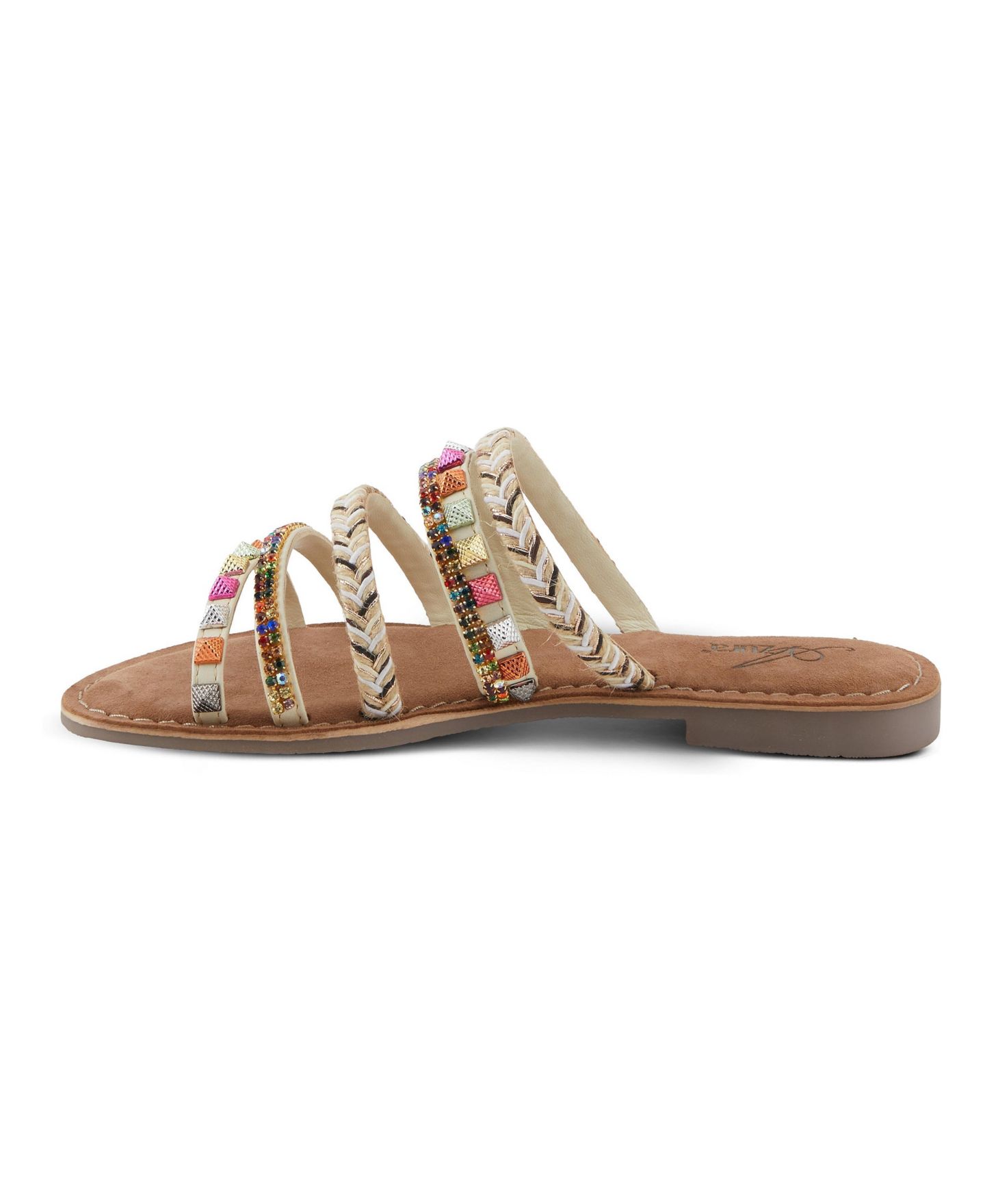 Женские сандалии Azura Intoxicate Flat with Multiple Strap Closure, цвет: Молочный белый разноцветный — фото 2