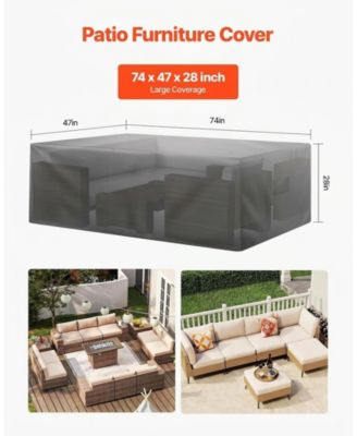 Waterproof Outdoor Table And Chairs Cover 74L x 47W x 28H in