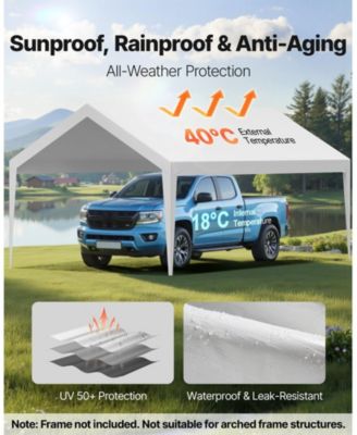 12 x 20 ft Waterproof Carport Replacement Canopy Cover Car Shelter Tarp Frame Not Included