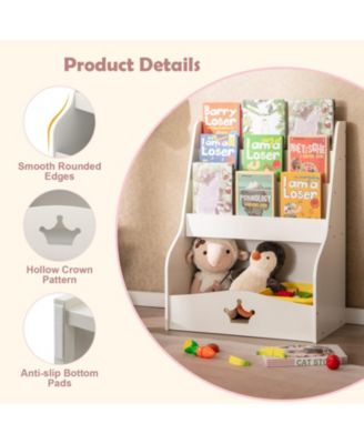 4-Tier Kids Bookshelf with Shelves and Compartment for Toddlers