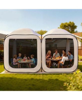 2-in-1 Pop Up Screen House Tent 12 x 6 ft for Garden and Patio Use