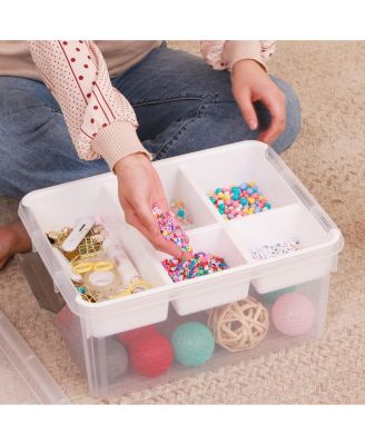 17Qt Plastic Storage Box Removable Tray Craft Organizer Clear Container Bead Tool Sewing Playdoh