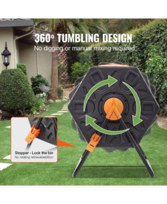 18.5-Gal Rotating Compost Tumbler Bin with Sliding Door and Steel Frame