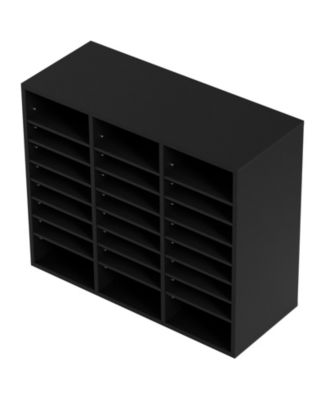 Wood Literature Organizer 24 Compartments Removable Shelves for Office Use