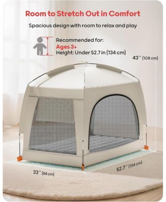 Inflatable Toddler Travel Bed with Tent – Lightweight Blow Up Kids Air Mattress with Hand Pump – Indoor and Outdoor Portable Sleeping Solution