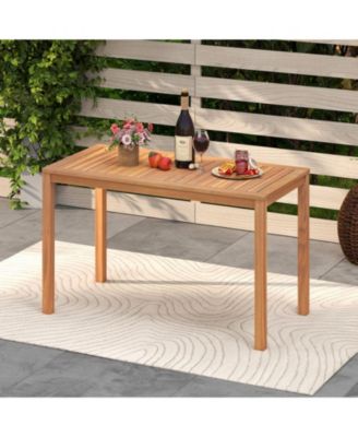 Acacia Wood Slatted Outdoor Dining Table for 4-6