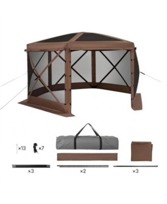 12 x 12 ft 6-Sided Pop-up Screen Tent Camping Canopy with Removable Top