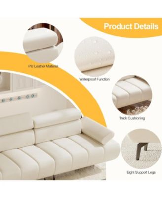 Sofa Couch, Couches for Living Room, Morden 3 Seater PU Leather Sofas with Adjustable Headrest and Armrest, for Bedroom, Office
