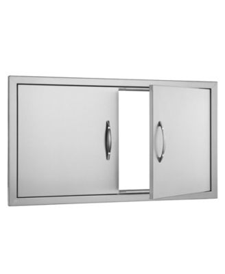 34W x 19H in Double Stainless Steel BBQ Access Door for BBQ Island Grilling