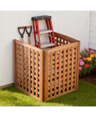 Wood Privacy Screen 32 x 38 in Air Conditioner Cover Fence with Adjustable Angle