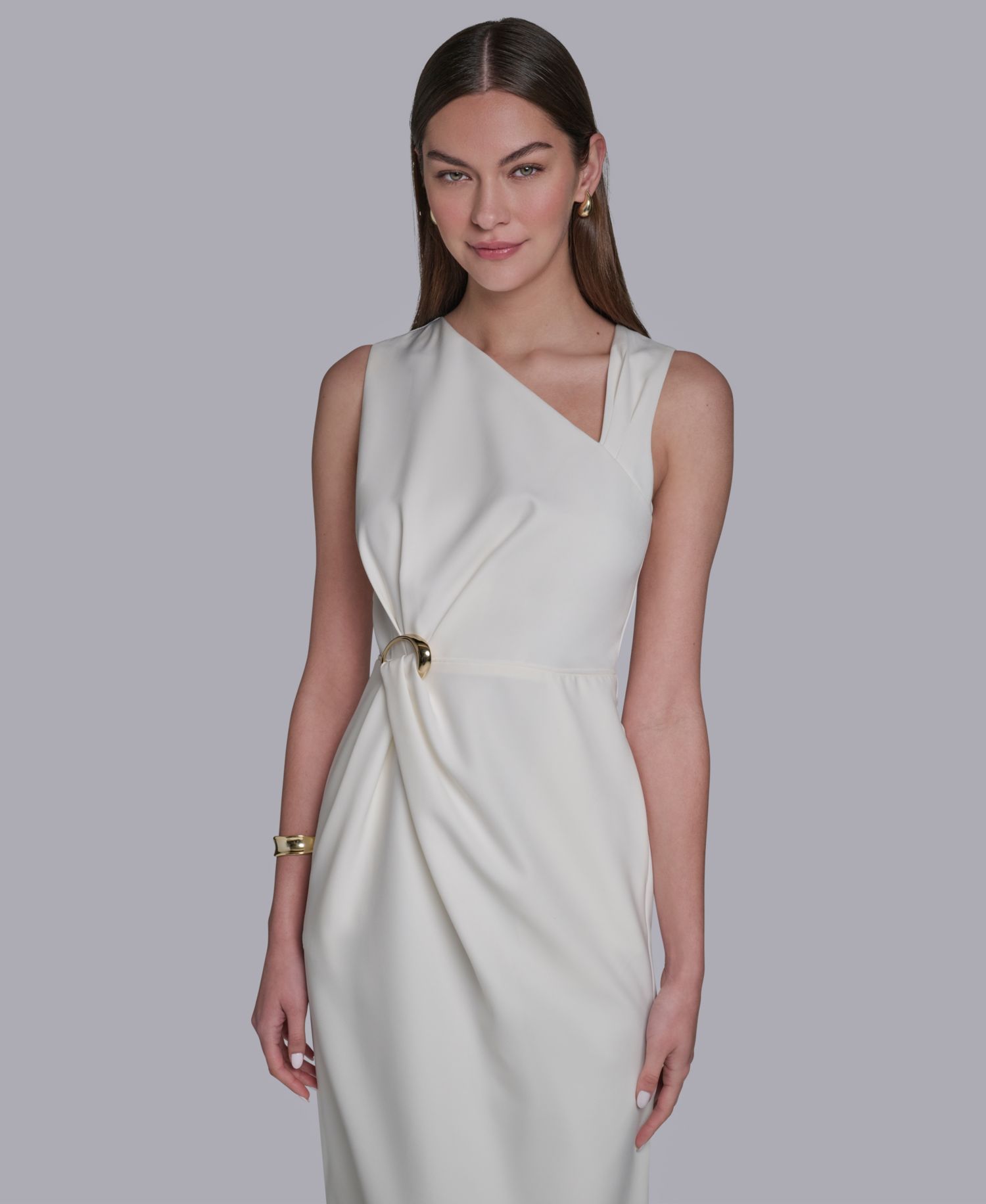 Women's Asymmetrical Neck Midi Dress