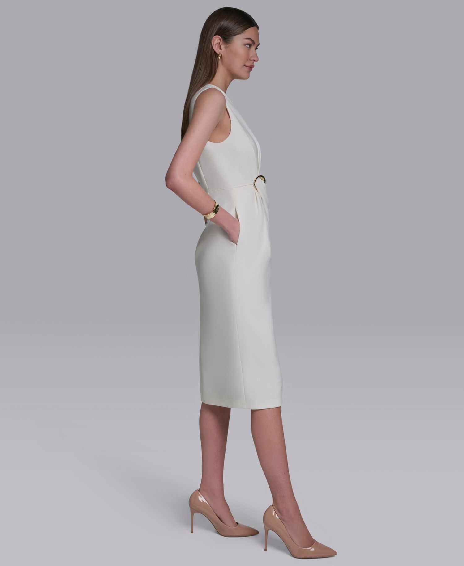 Women's Asymmetrical Neck Midi Dress