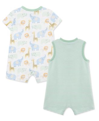 Baby Boys' Safari Short-Sleeve and Sleeveless Romper, 2-Pack