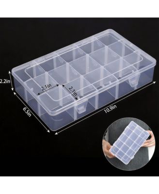 3 pack 15-Grid Plastic Organizer Box with Dividers for Crafts