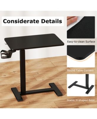 Mobile Height Adjustable Overbed Table with Cup Holder, 24 x 16 in