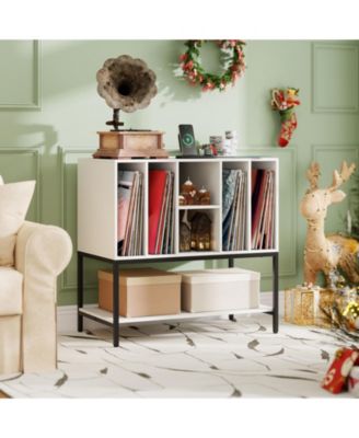 Record Player Stand with Charging Station and Six Vinyl Compartments