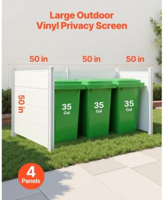 4 Panel Outdoor Privacy Screen 50 x 50 in Vinyl Fence for Trash Can and A C