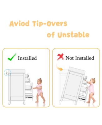 5-Drawer Changing Table，Stylish Chest of Drawers, Dresser, Storage Cabinet with Open Shelf