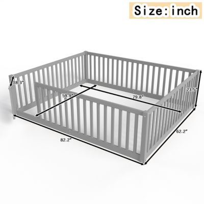 Bed Floor Bed with Safety Guardrails and Door