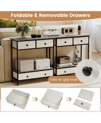 Farmhouse Console Table with Open Storage Shelf for Hallway