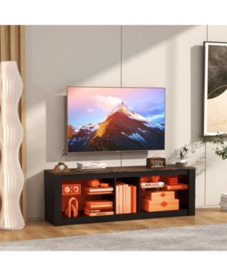 Modern TV Stand with LED Light and Adjustable Shelves for TVs up to 65 inch